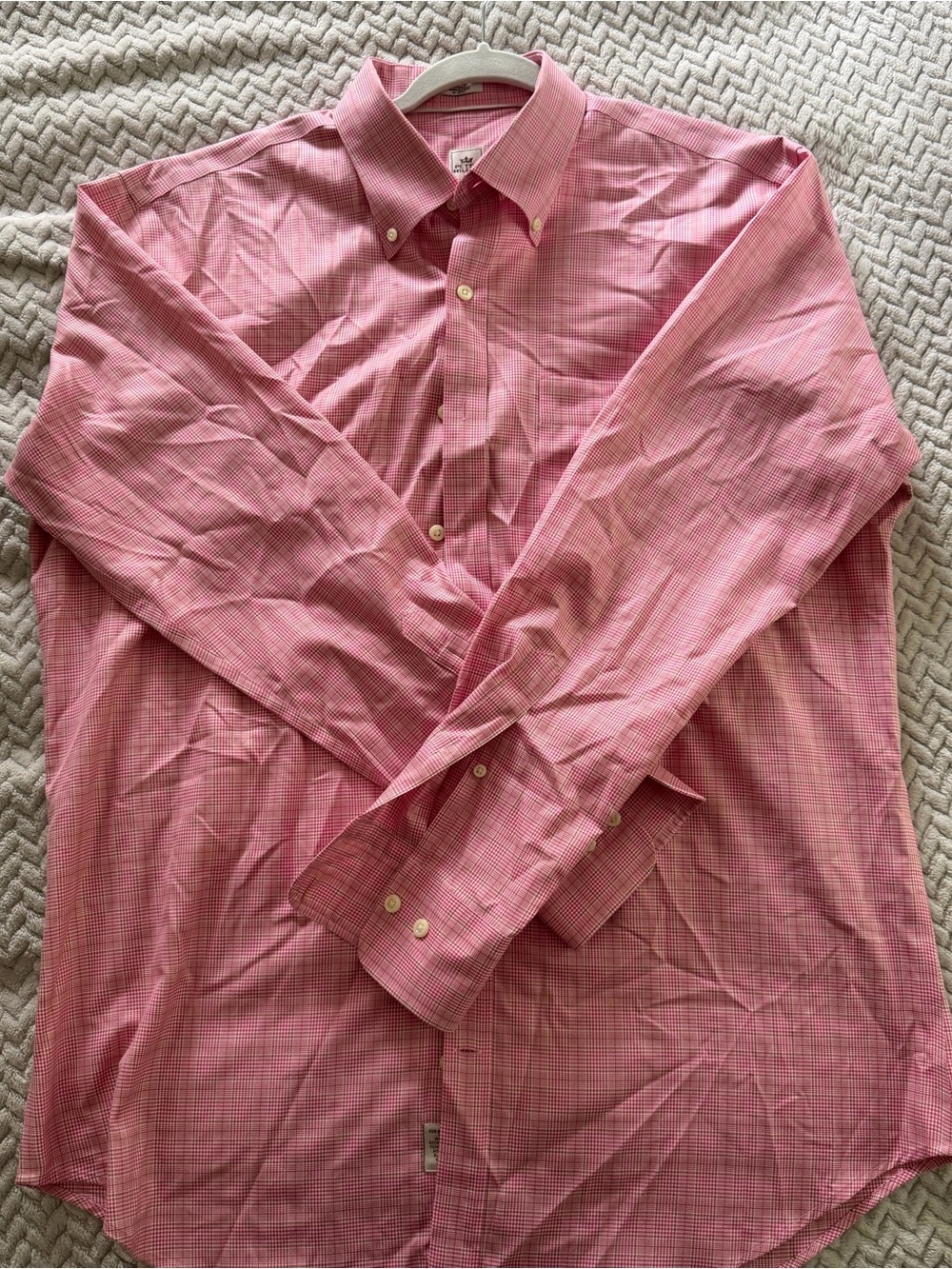 Peter Millar Pink Micro-Plaid Button-Down Dress Shirt